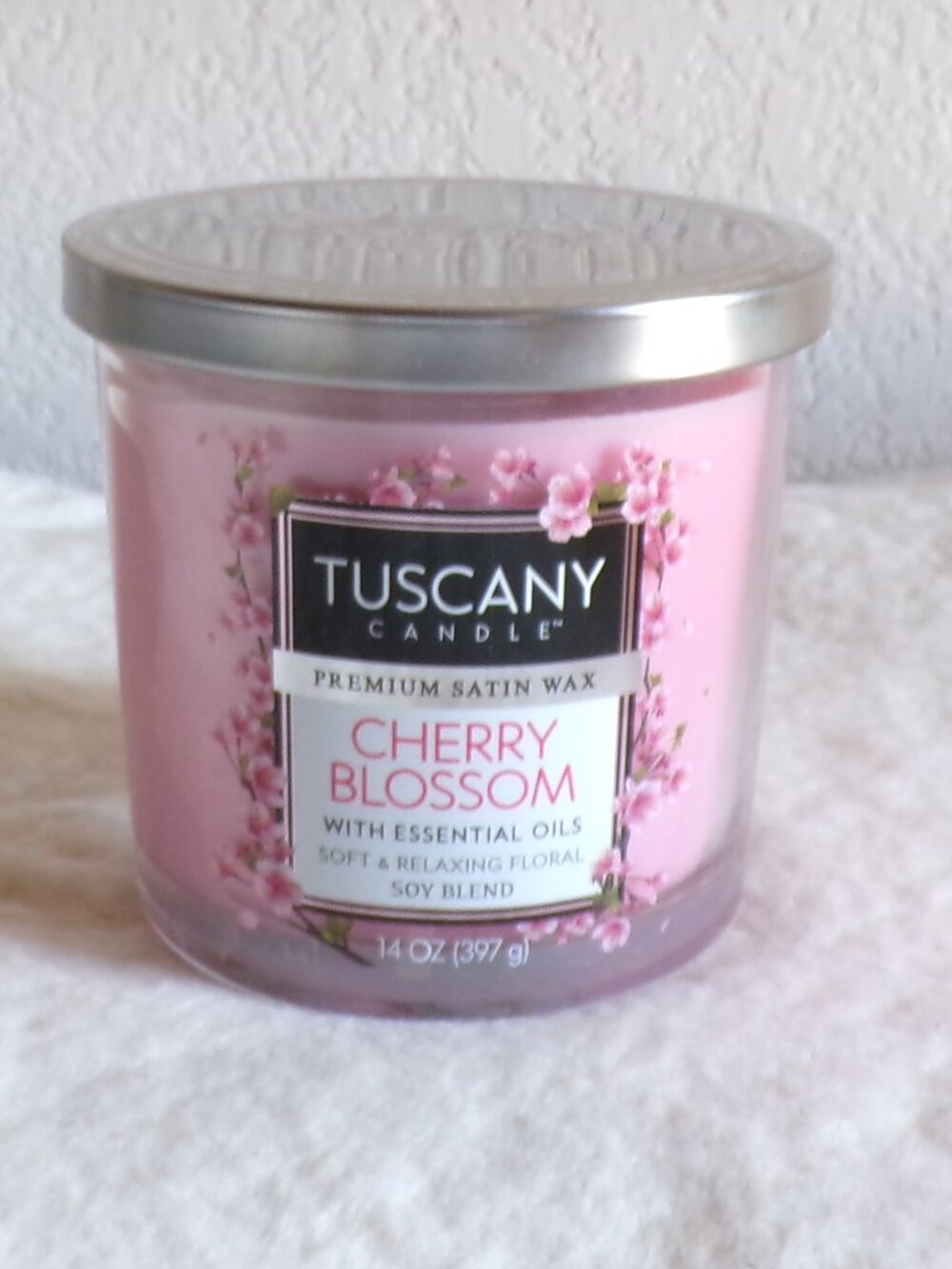Tuscany Candle Cherry Blossom Essential Oils Premium Satin Wax 14 oz New